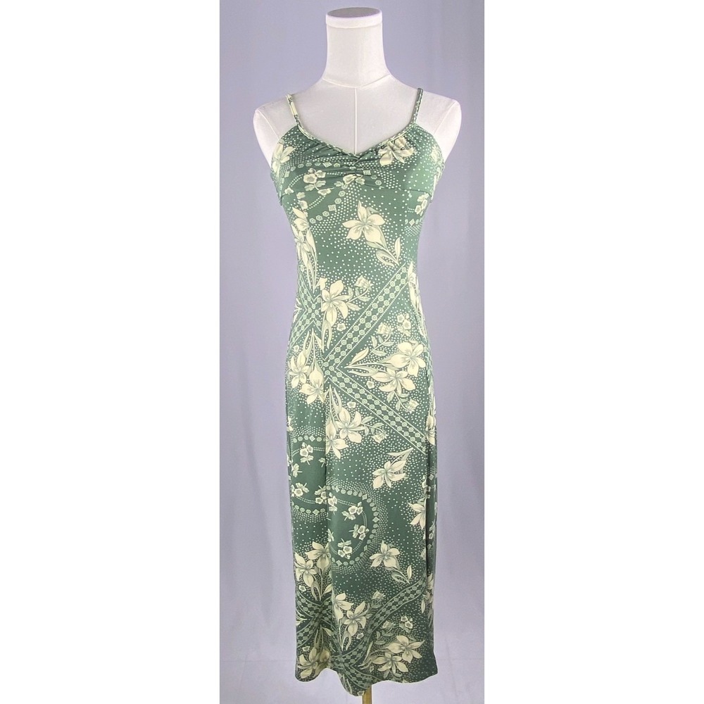 Urban Outfitters Arna Green Floral Midi‎ Slip Dress Tie Back XS Y2K  Fairycore